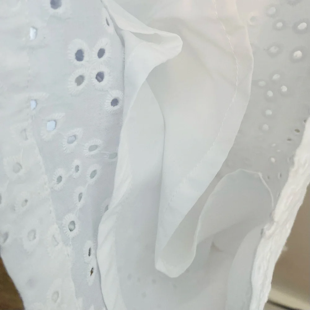 Elegant White Lined Eyelet Women's High Waisted Pants NWOT - Picture 4 of 8